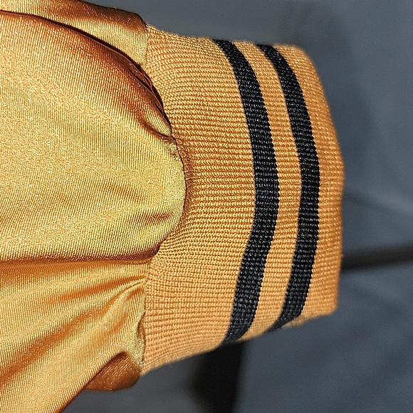ARIA Clothing  Gold/ Black Trim Cuff and Hem Varsity Jacket - Picture 6 of 10